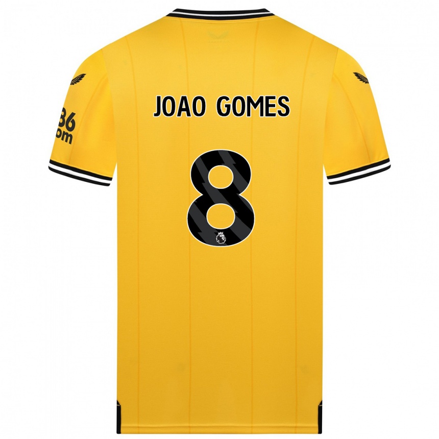 Men  João Gomes #8 Yellow Home Jersey 2023/24 T-Shirt Canada