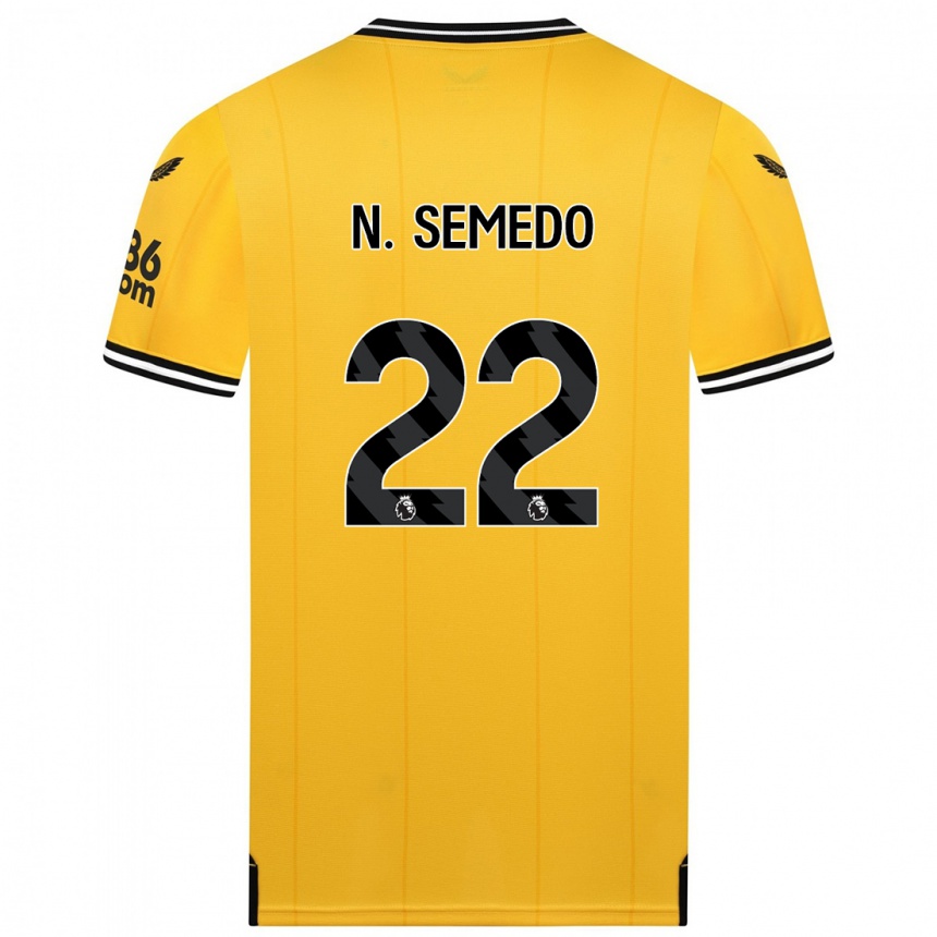 Men  Nelson Semedo #22 Yellow Home Jersey 2023/24 T-Shirt Canada