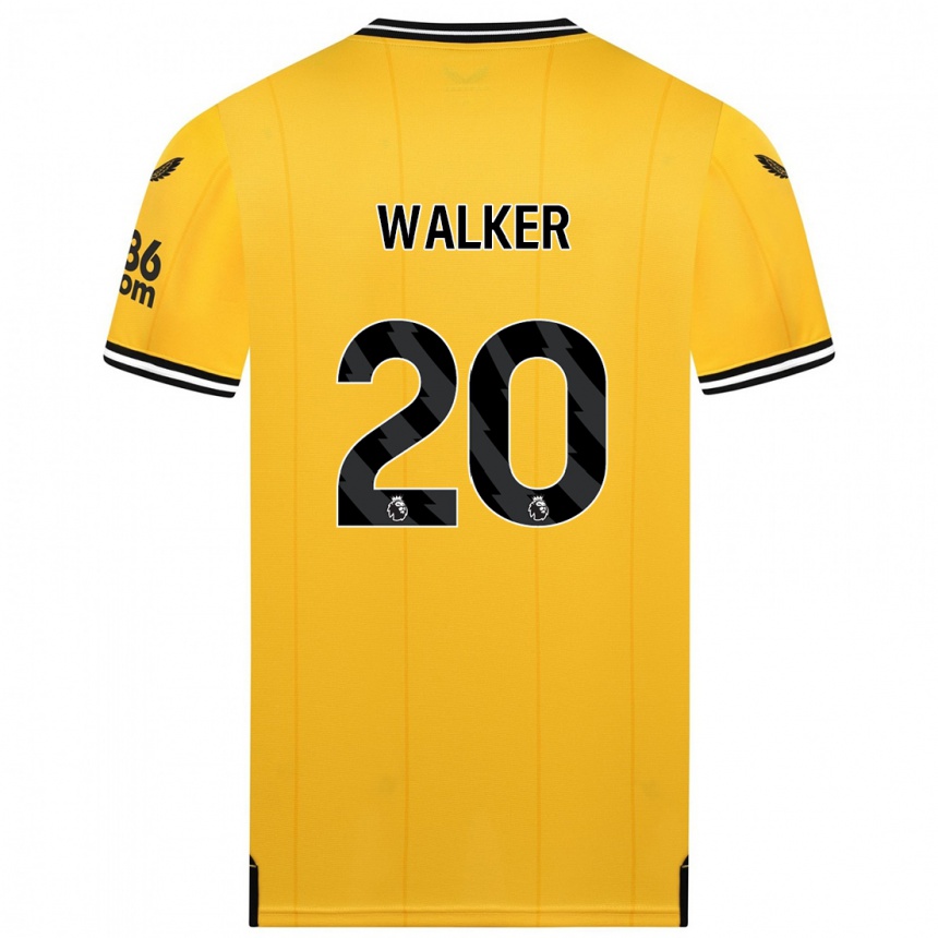 Men  Lowri Walker #20 Yellow Home Jersey 2023/24 T-Shirt Canada