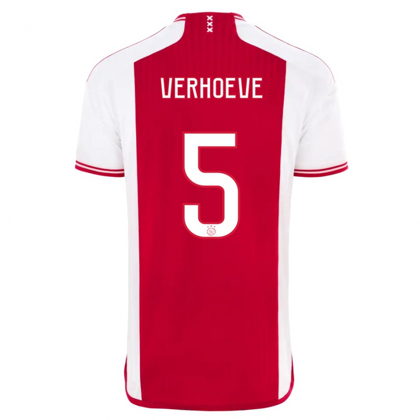 Men  Soraya Verhoeve #5 Red White Home Jersey 2023/24 T-Shirt Canada