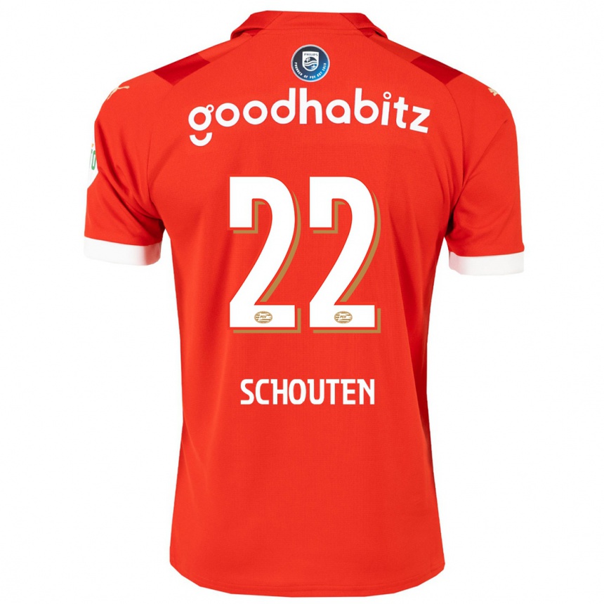 Men  Jerdy Schouten #22 Red Home Jersey 2023/24 T-Shirt Canada