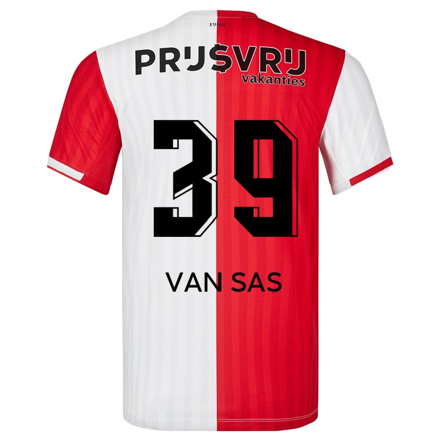 Men  Mikki Van Sas #39 Red White Home Jersey 2023/24 T-Shirt Canada