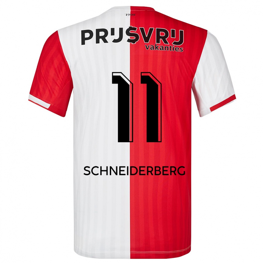 Men  July Schneiderberg #11 Red White Home Jersey 2023/24 T-Shirt Canada