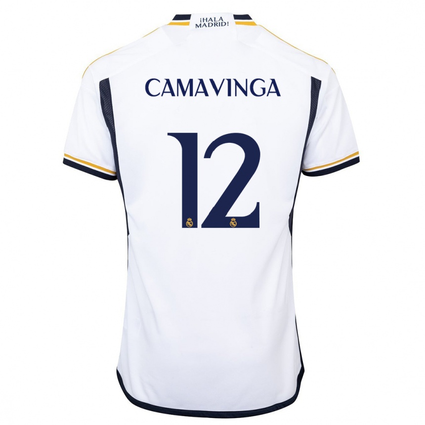 Homme Football Maillot Eduardo Camavinga #12 Blanc Tenues Domicile 2023/24 Canada