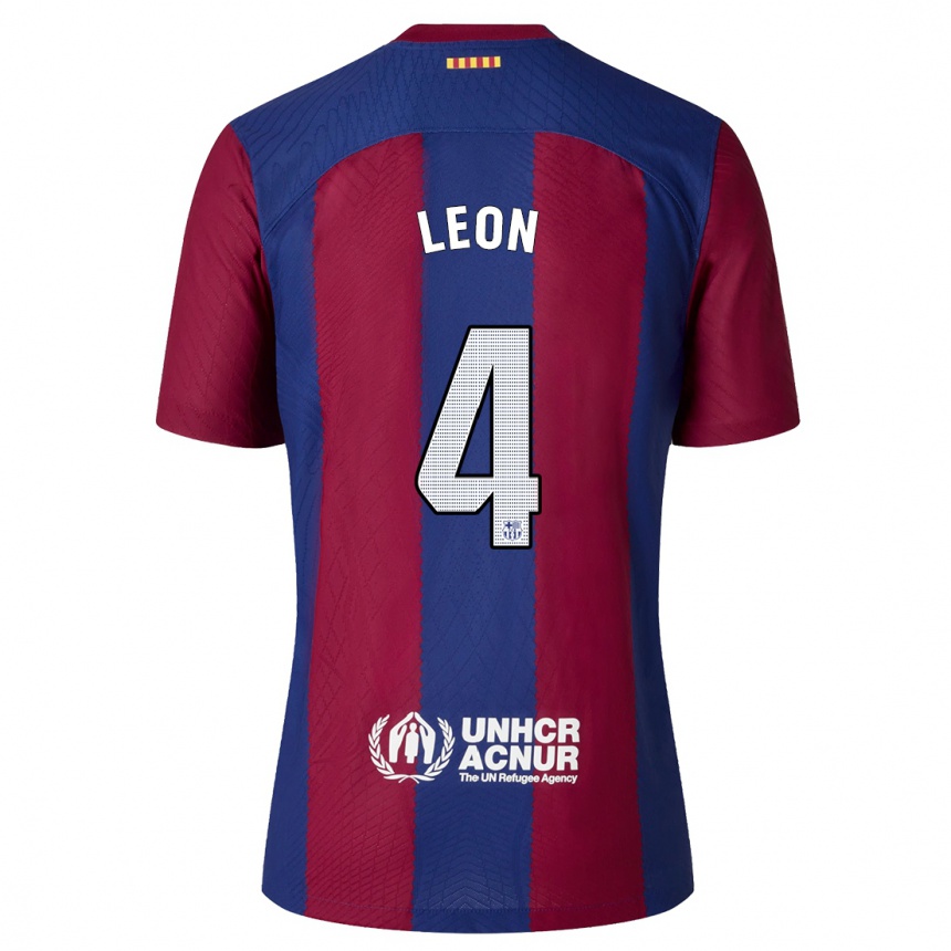 Homme Football Maillot Maria Pilar Leon #4 Rouge Bleu Tenues Domicile 2023/24 Canada