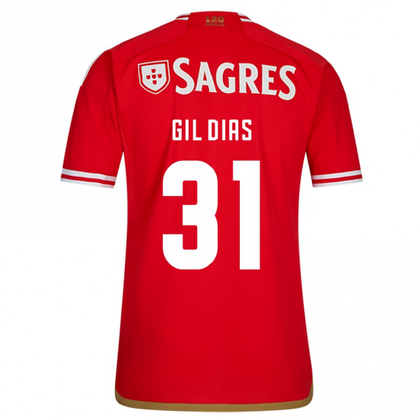 Men  Gil Dias #31 Red Home Jersey 2023/24 T-Shirt Canada