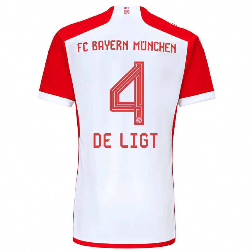 Homme Football Maillot Matthijs De Ligt #4 Rouge Blanc Tenues Domicile 2023/24 Canada