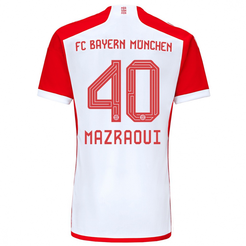 Homme Football Maillot Noussair Mazraoui #40 Rouge Blanc Tenues Domicile 2023/24 Canada