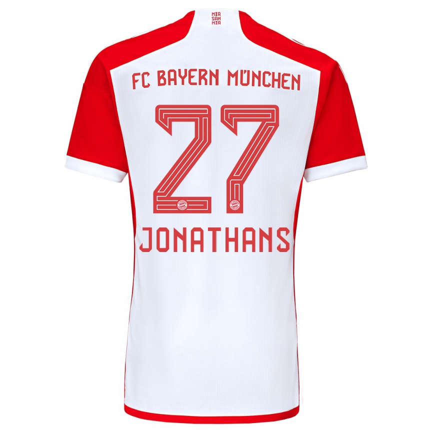 Homme Football Maillot David Jonathans #27 Rouge Blanc Tenues Domicile 2023/24 Canada