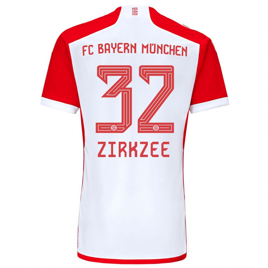 Homme Football Maillot Joshua Zirkzee #32 Rouge Blanc Tenues Domicile 2023/24 Canada