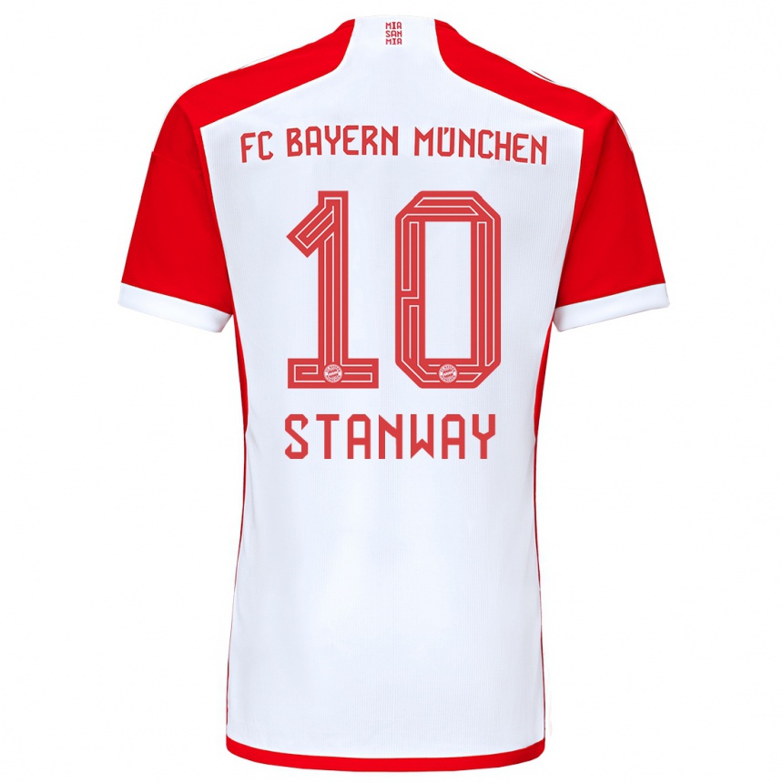 Men  Georgia Stanway #10 Red White Home Jersey 2023/24 T-Shirt Canada