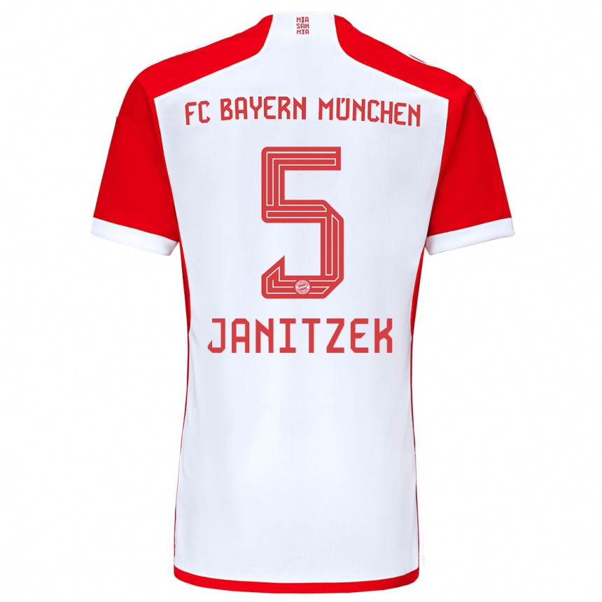 Homme Football Maillot Justin Janitzek #5 Rouge Blanc Tenues Domicile 2023/24 Canada