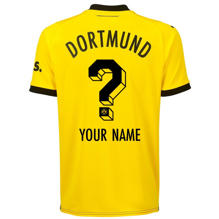 Men  Your Name #0 Yellow Home Jersey 2023/24 T-Shirt Canada