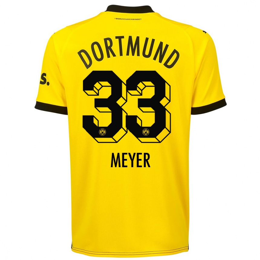 Men  Alexander Meyer #33 Yellow Home Jersey 2023/24 T-Shirt Canada