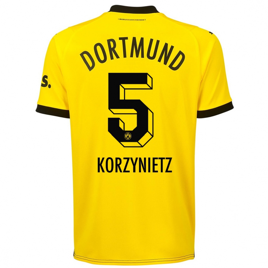 Homme Football Maillot Jaden Korzynietz #5 Jaune Tenues Domicile 2023/24 Canada