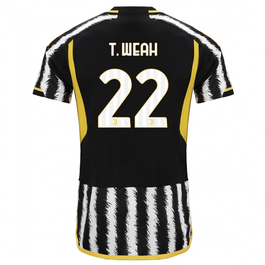 Homme Football Maillot Timothy Weah #22 Noir Blanc Tenues Domicile 2023/24 Canada