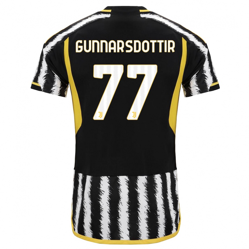 Men  Sara Bjork Gunnarsdottir #77 Black White Home Jersey 2023/24 T-Shirt Canada