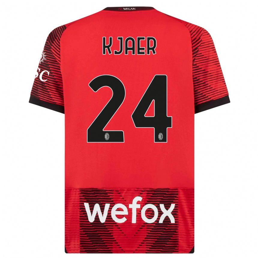 Men  Simon Kjaer #24 Red  Black Home Jersey 2023/24 T-Shirt Canada