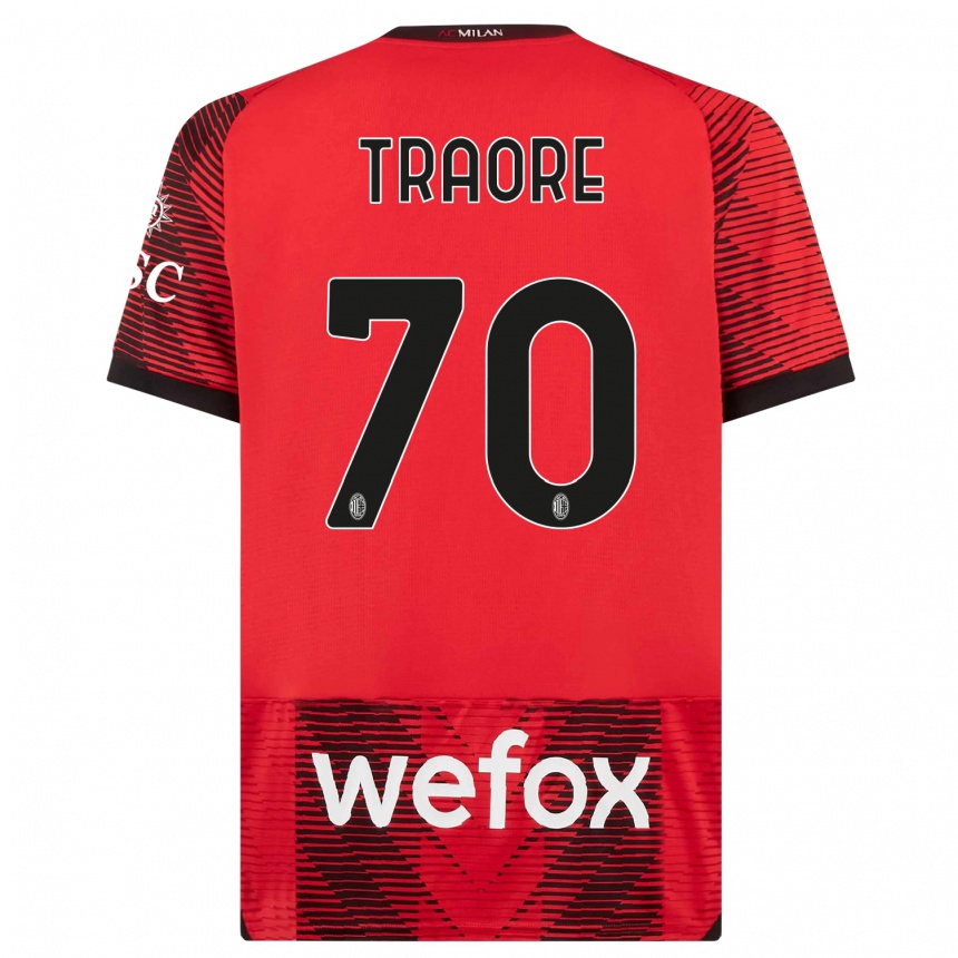 Homme Football Maillot Chaka Traore #70 Rouge Noir Tenues Domicile 2023/24 Canada