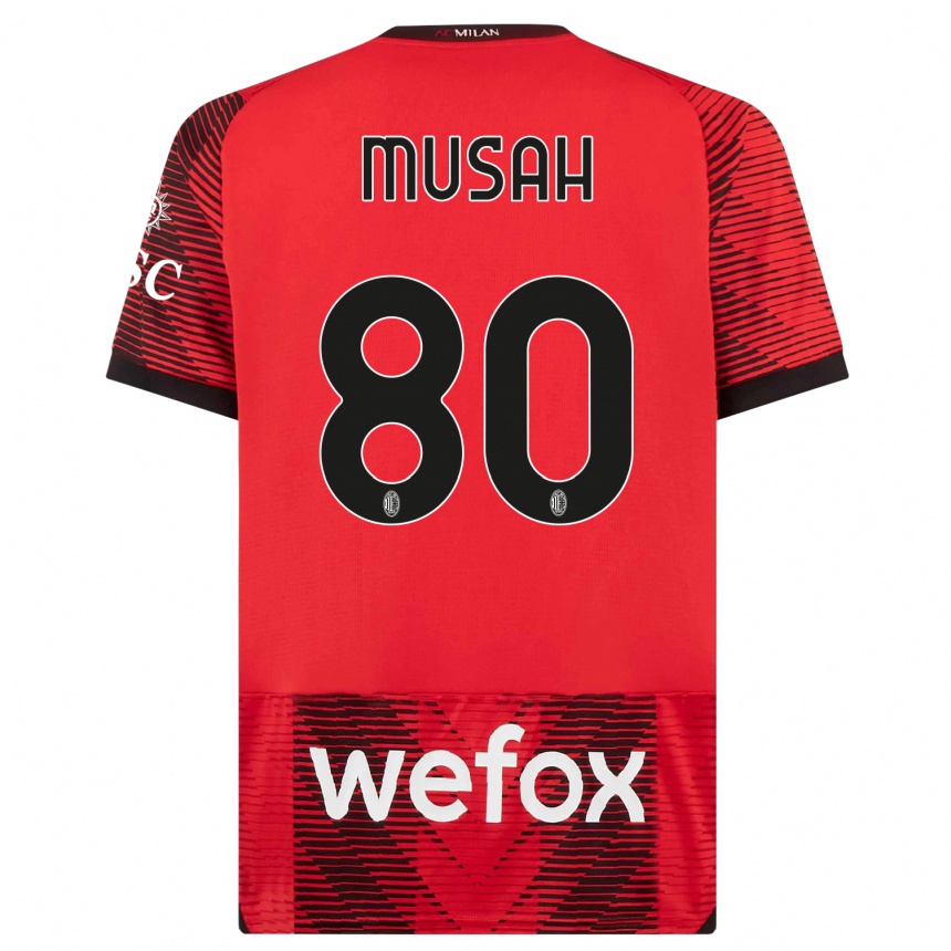 Men  Yunus Musah #80 Red  Black Home Jersey 2023/24 T-Shirt Canada