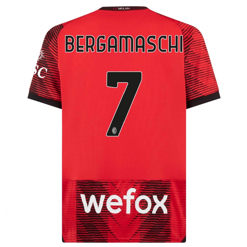 Men  Valentina Bergamaschi #7 Red  Black Home Jersey 2023/24 T-Shirt Canada