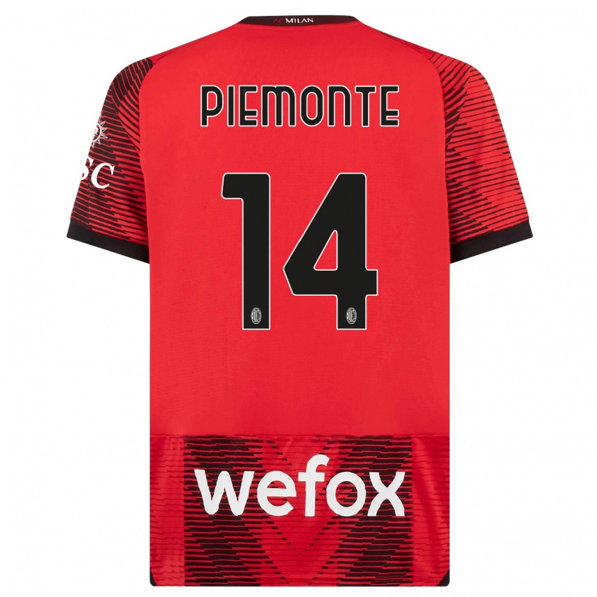 Homme Football Maillot Martina Piemonte #14 Rouge Noir Tenues Domicile 2023/24 Canada