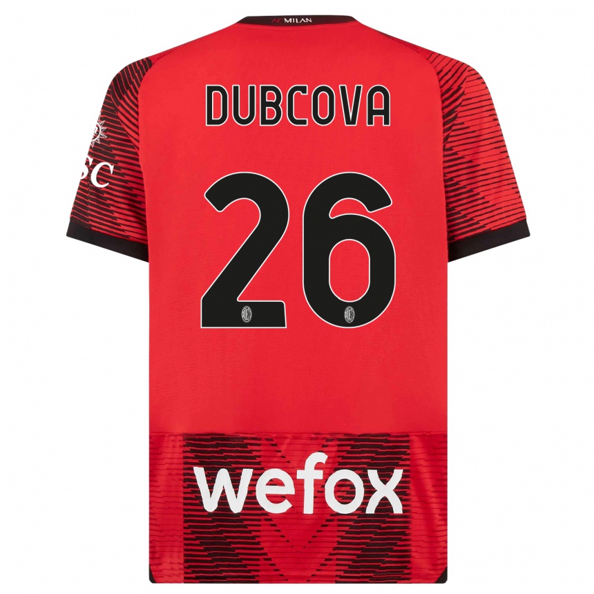 Men  Michaela Dubcova #26 Red  Black Home Jersey 2023/24 T-Shirt Canada