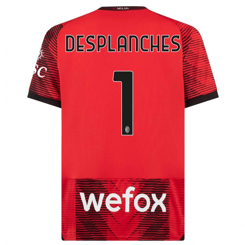 Men  Sebastiano Desplanches #1 Red  Black Home Jersey 2023/24 T-Shirt Canada