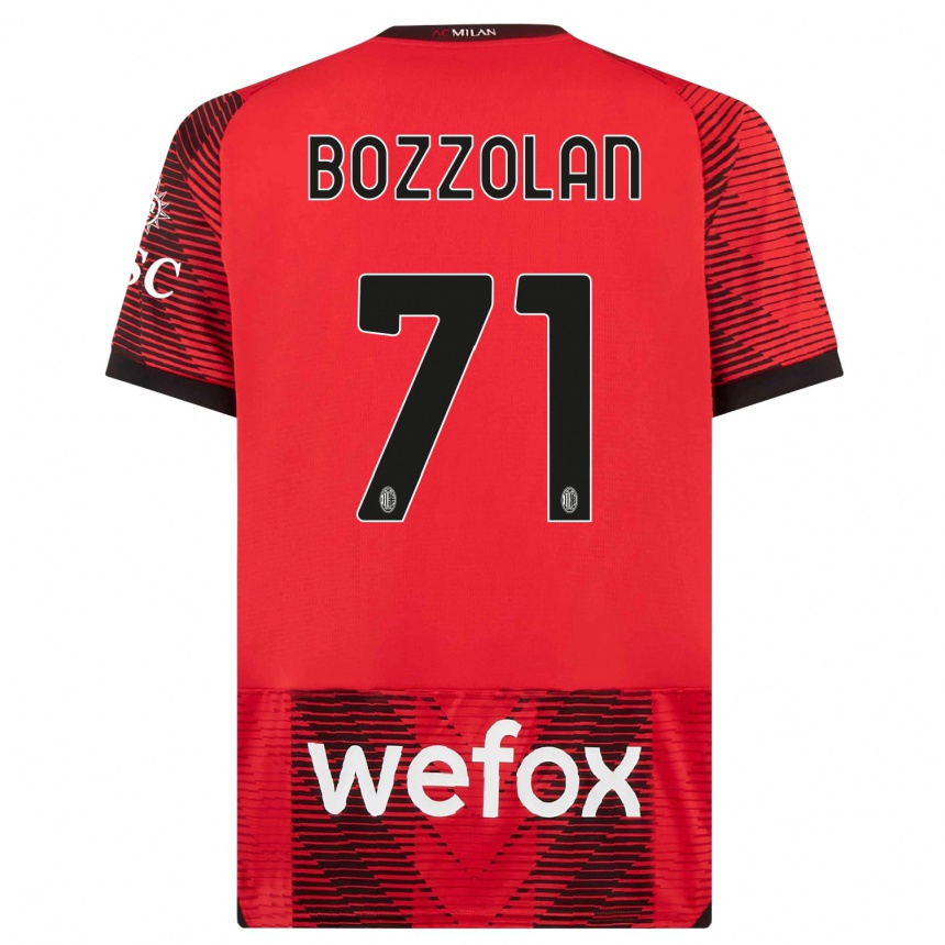 Men  Andrea Bozzolan #71 Red  Black Home Jersey 2023/24 T-Shirt Canada