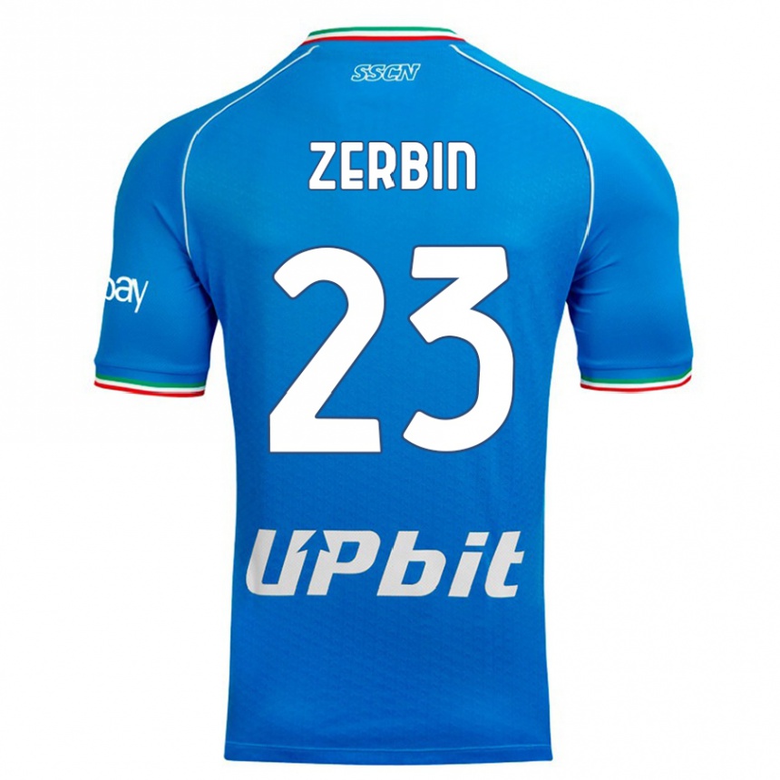 Homme Football Maillot Alessio Zerbin #23 Bleu Ciel Tenues Domicile 2023/24 Canada