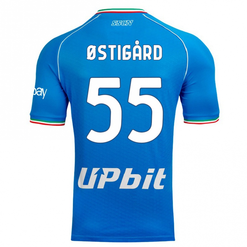 Homme Football Maillot Leo Ostigard #55 Bleu Ciel Tenues Domicile 2023/24 Canada