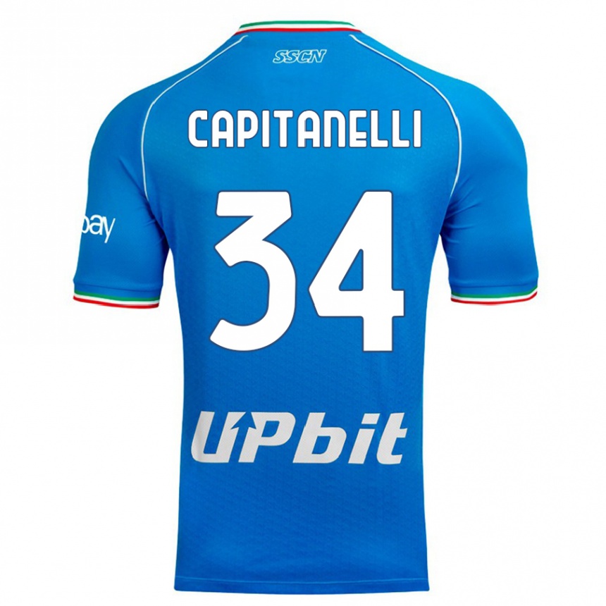 Men  Ilaria Capitanelli #34 Sky Blue Home Jersey 2023/24 T-Shirt Canada