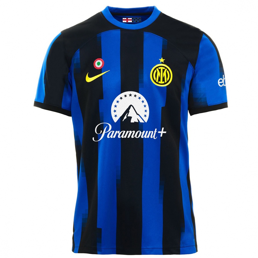 Homme Football Maillot Lautaro Martinez #10 Noir Bleu Tenues Domicile 2023/24 Canada