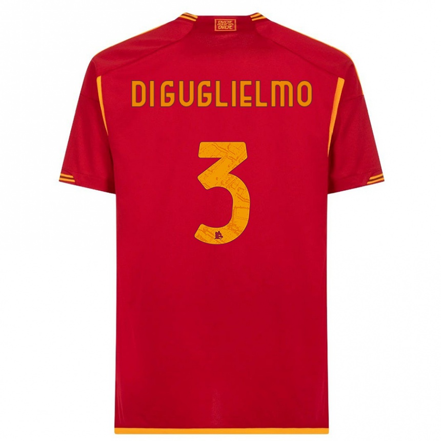 Men  Lucia Di Guglielmo #3 Red Home Jersey 2023/24 T-Shirt Canada