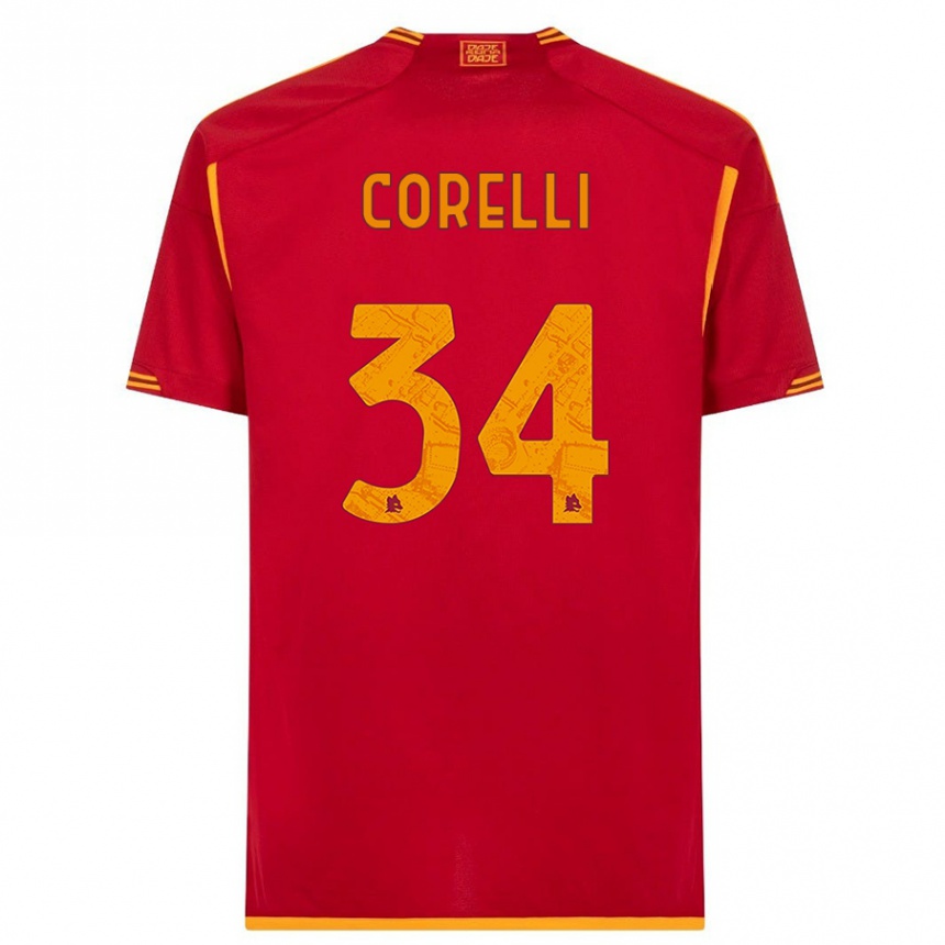 Men  Alice Corelli #34 Red Home Jersey 2023/24 T-Shirt Canada