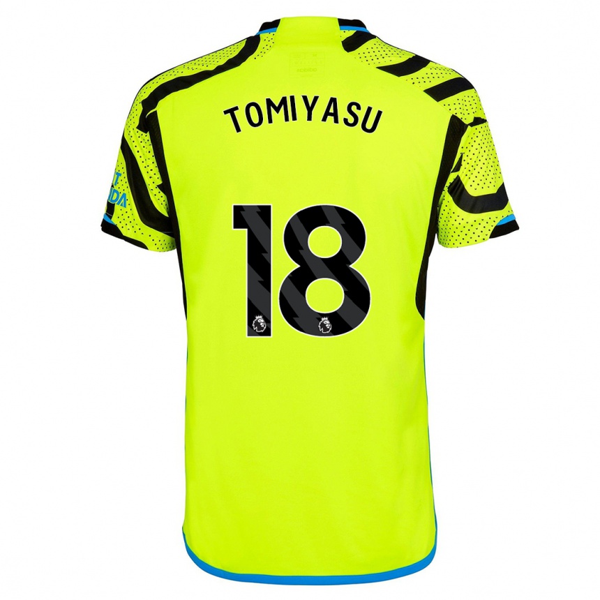 Men  Takehiro Tomiyasu #18 Yellow Away Jersey 2023/24 T-Shirt Canada