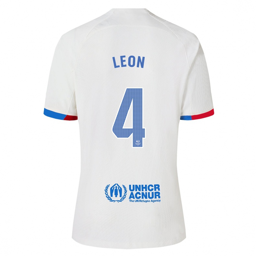 Men  Maria Pilar Leon #4 White Away Jersey 2023/24 T-Shirt Canada