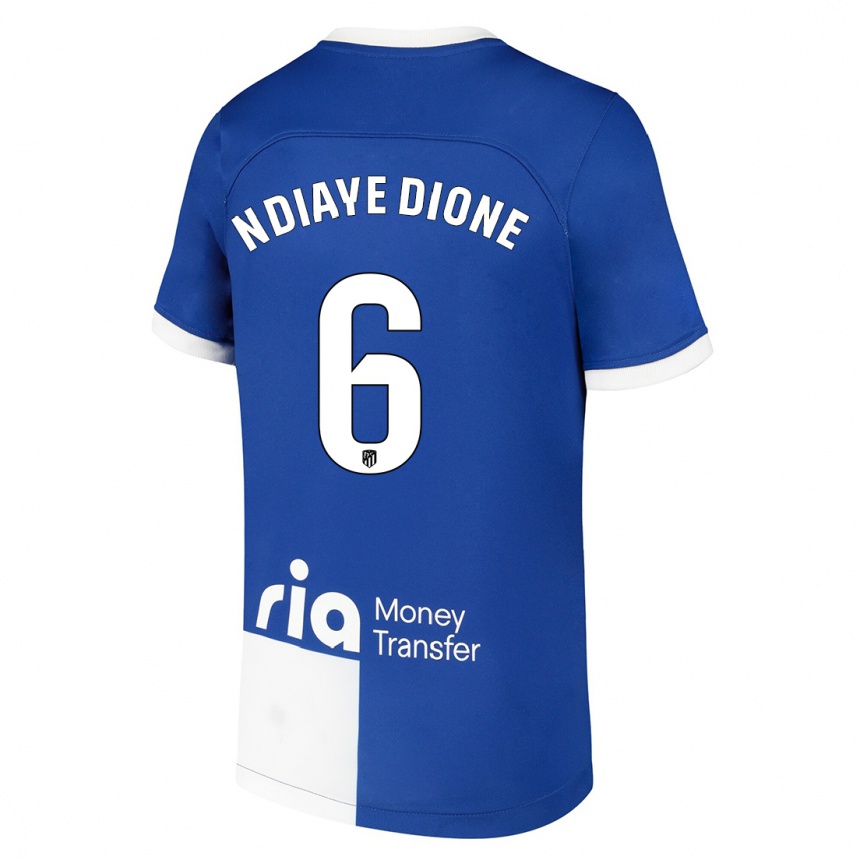 Men  Assane Ndiaye Dione #6 Blue White Away Jersey 2023/24 T-Shirt Canada