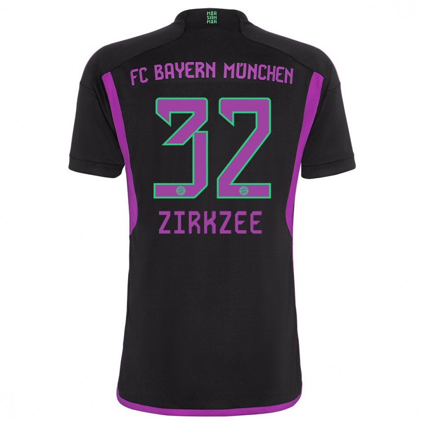 Men  Joshua Zirkzee #32 Black Away Jersey 2023/24 T-Shirt Canada