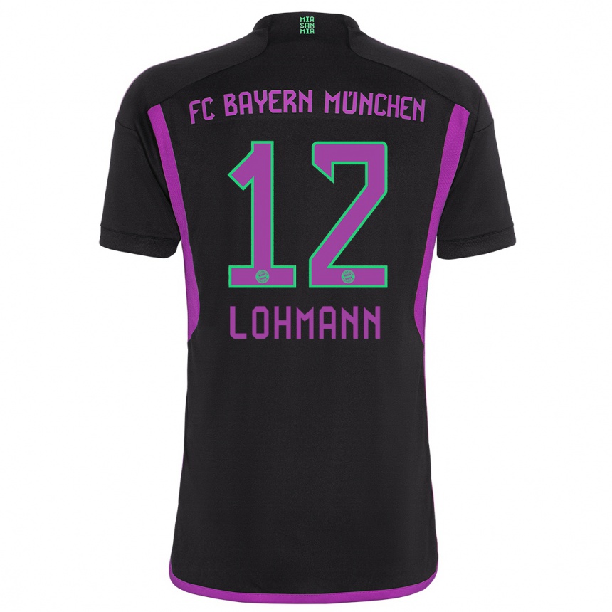 Men  Sydney Lohmann #12 Black Away Jersey 2023/24 T-Shirt Canada