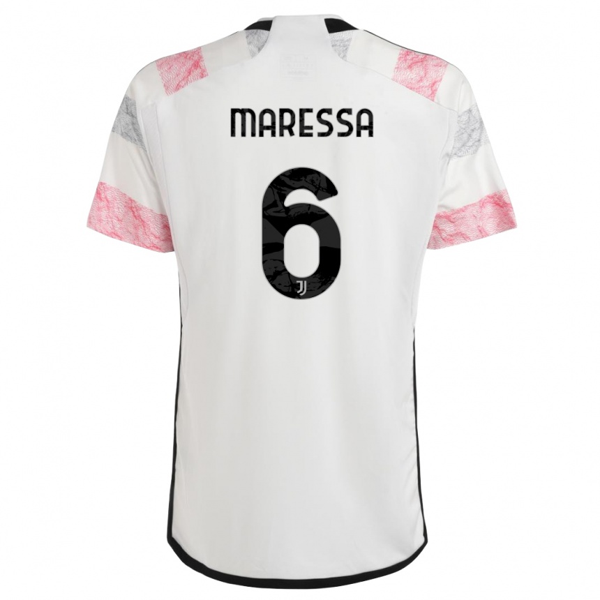 Men  Tommaso Maressa #6 White Pink Away Jersey 2023/24 T-Shirt Canada