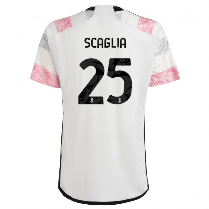 Homme Football Maillot Simone Scaglia #25 Blanc Rose Tenues Extérieur 2023/24 Canada