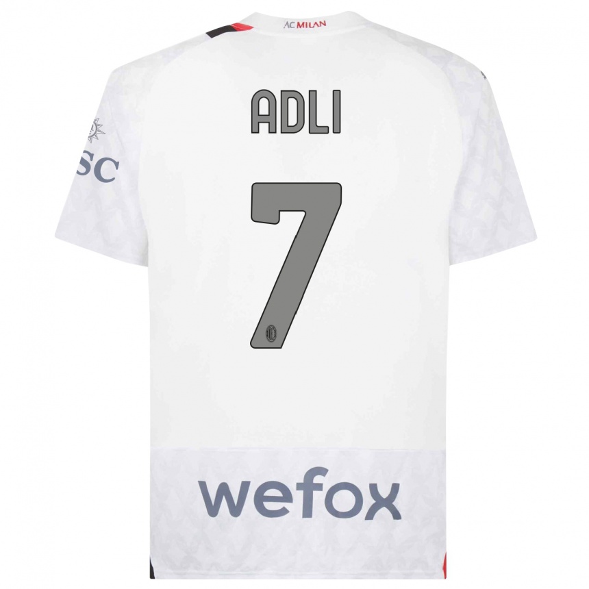 Homme Football Maillot Yacine Adli #7 Blanc Tenues Extérieur 2023/24 Canada