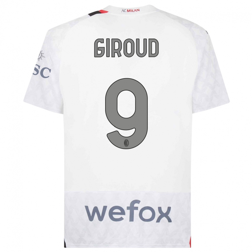 Homme Football Maillot Olivier Giroud #9 Blanc Tenues Extérieur 2023/24 Canada