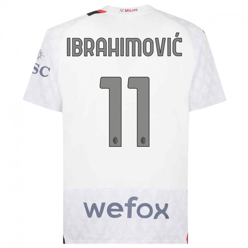 Men  Zlatan Ibrahimovic #11 White Away Jersey 2023/24 T-Shirt Canada