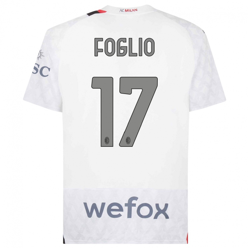 Men  Christian Foglio #17 White Away Jersey 2023/24 T-Shirt Canada