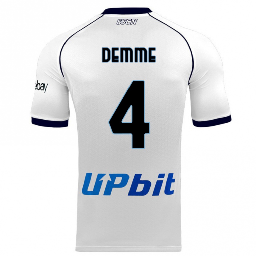 Men  Diego Demme #4 White Away Jersey 2023/24 T-Shirt Canada