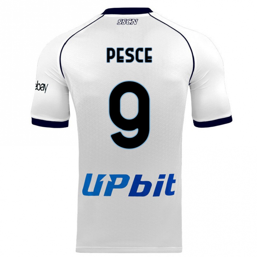 Men  Antonio Pesce #9 White Away Jersey 2023/24 T-Shirt Canada