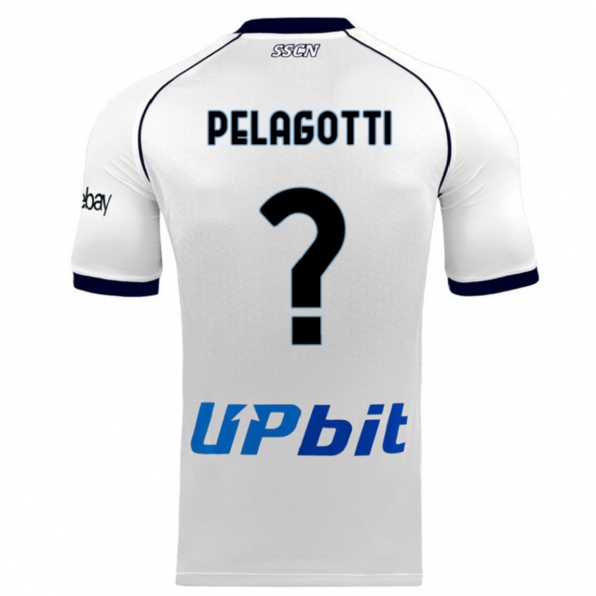 Men  Ludovico Benjamin Pelagotti #0 White Away Jersey 2023/24 T-Shirt Canada