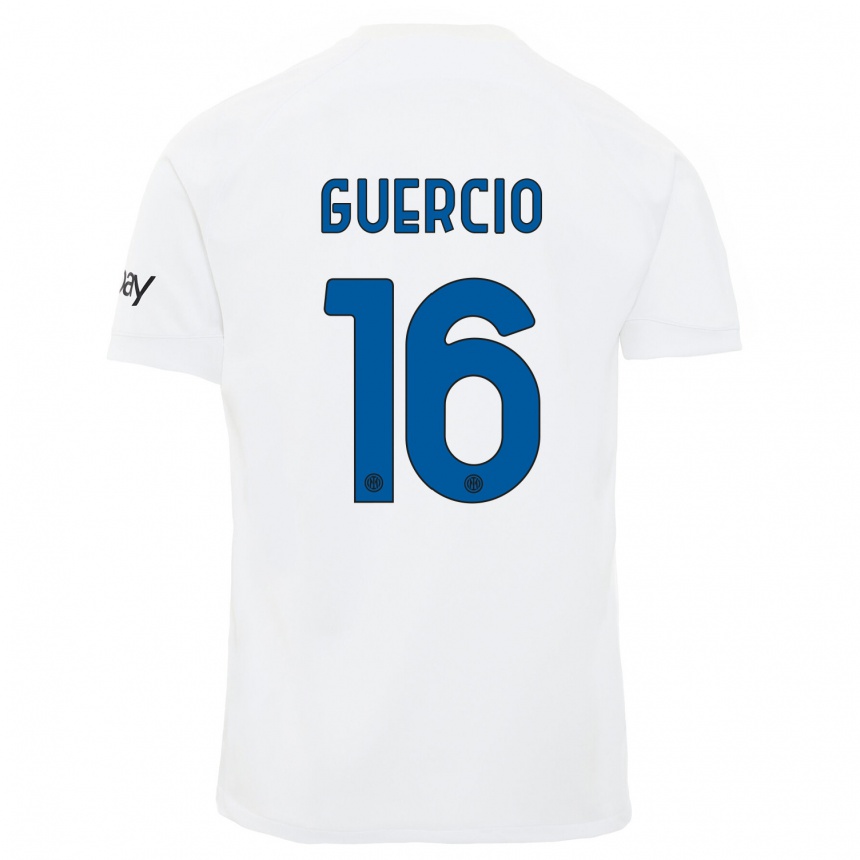 Homme Football Maillot Tommaso Guercio #16 Blanc Tenues Extérieur 2023/24 Canada